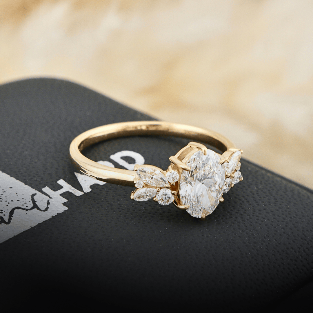 Bague Fancy or 14K -18K ou platine et diamants