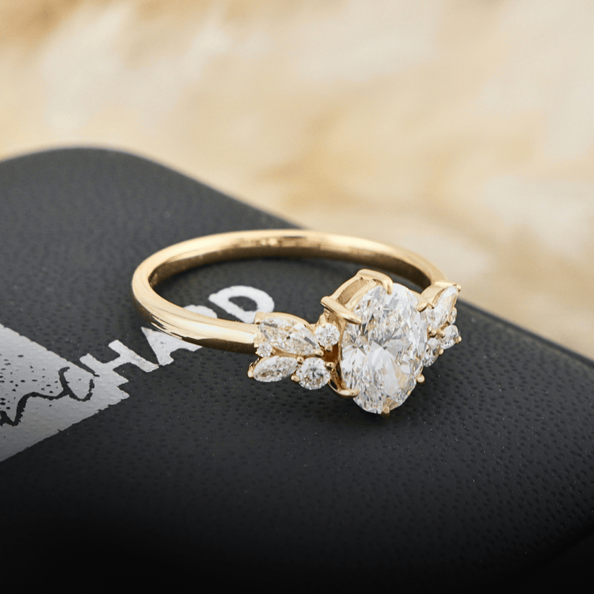 Bague Fancy or 14K -18K ou platine et diamants
