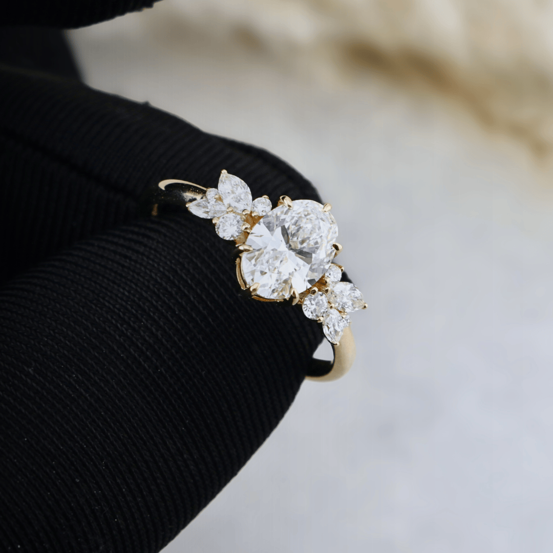 Bague Fancy or 14K -18K ou platine et diamants