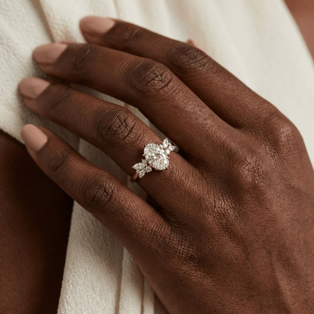 Bague Fancy or 14K -18K ou platine et diamants