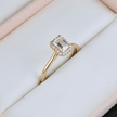 Bague Halo Émeraude en or 14K - 18K et diamants 0,6 ctw