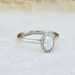Bague Halo Oval en or 14K - 18K ou platine et diamants 0,6 ctw