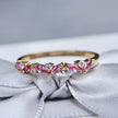 Bague semi-éternité Marquise en or 14K - 18K, diamants et saphirs