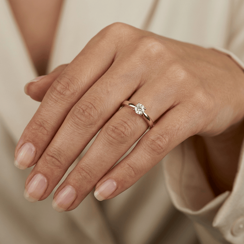 Bague solitaire Classique en or 14K -18K ou platine et diamant 0,45 ct
