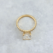 Bague solitaire Halo en or 14K - 18K ou platine et diamant cushion 2.5 ct