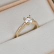 Bague solitaire Pavé en or 14K - 18K ou platine et diamant 1 ct