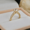 Bague solitaire Pavé en or 14K - 18K ou platine et diamant 1 ct