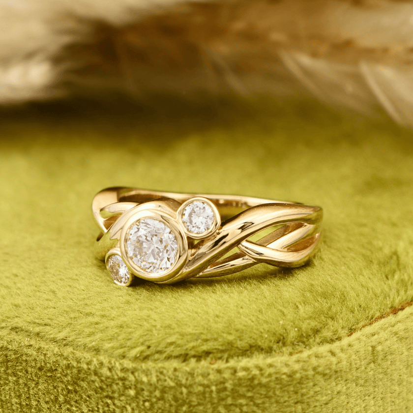 Bague Torsade en or 14K - 18K ou platine et diamants