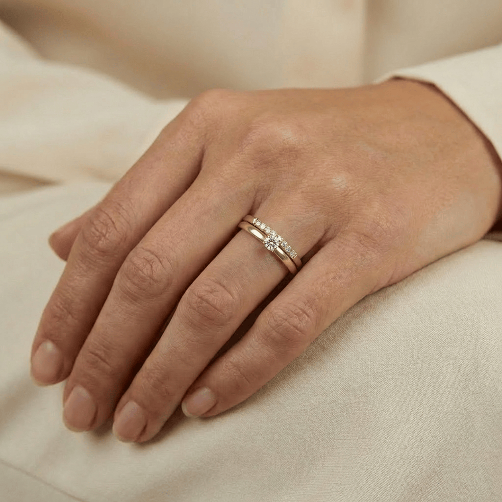 Bagues Ensemble d'alliances Classique en or 14K - 18K ou platine et diamants