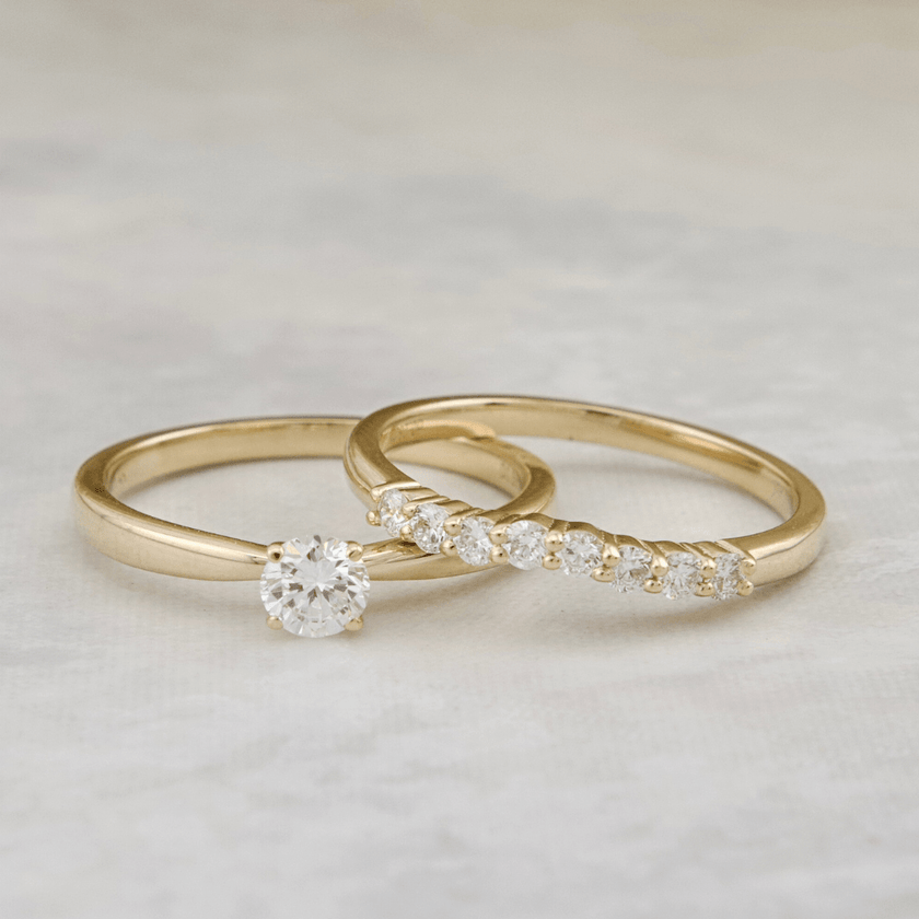 Bagues Ensemble d'alliances Classique en or 14K - 18K ou platine et diamants