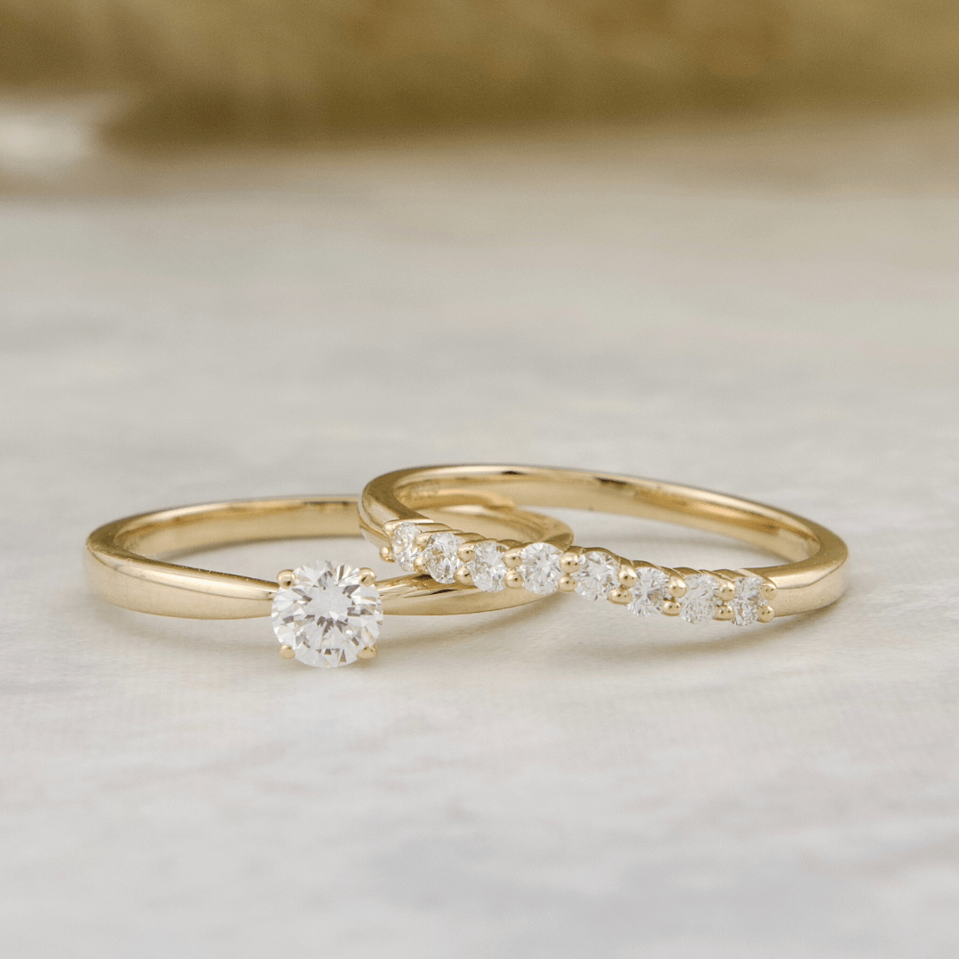 Bagues Ensemble d'alliances Classique en or 14K - 18K ou platine et diamants