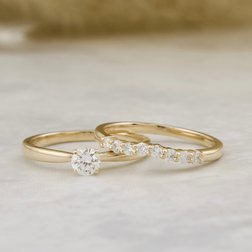 Bagues Ensemble d'alliances Classique en or 14K - 18K ou platine et diamants
