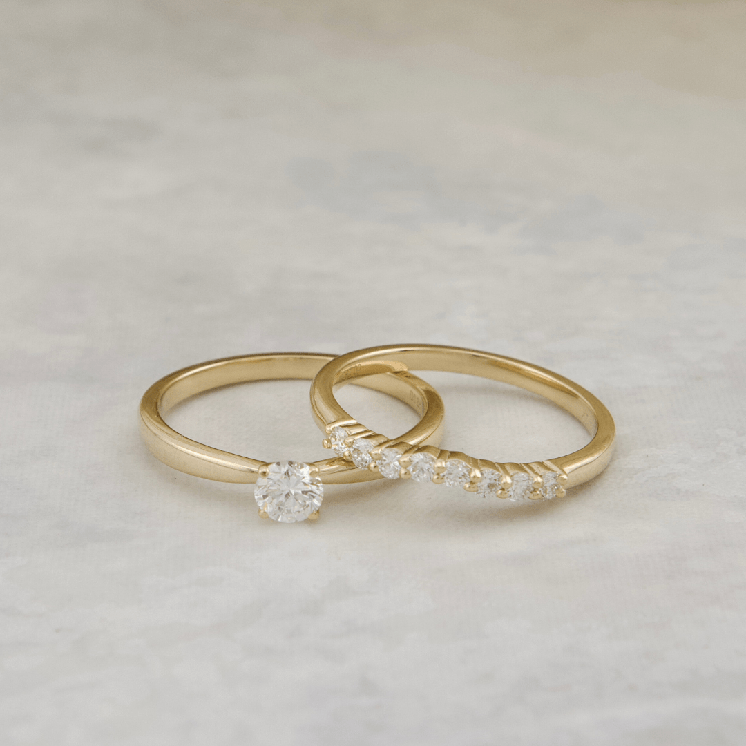 Bagues Ensemble d'alliances Classique en or 14K - 18K ou platine et diamants