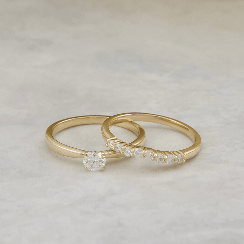 Bagues Ensemble d'alliances Classique en or 14K - 18K ou platine et diamants