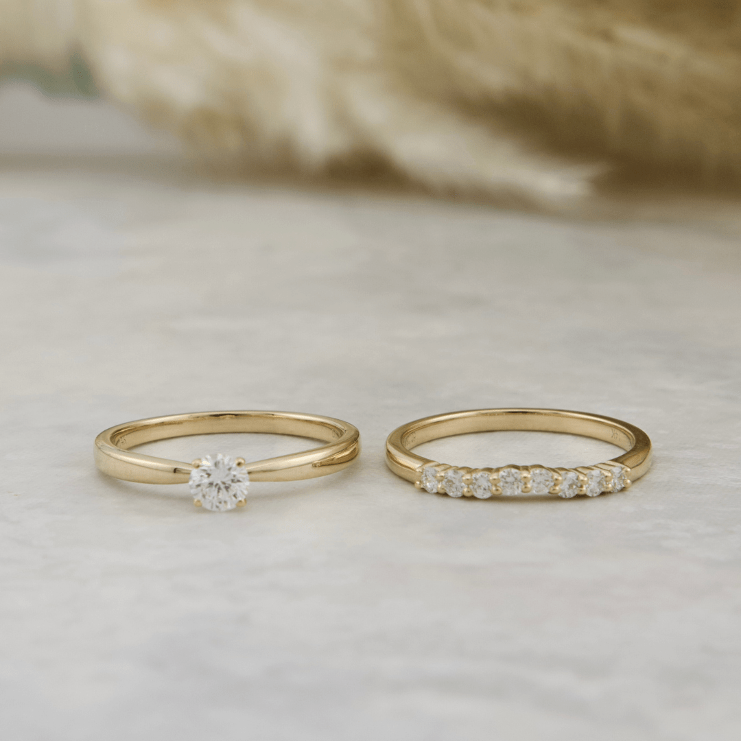 Bagues Ensemble d'alliances Classique en or 14K - 18K ou platine et diamants