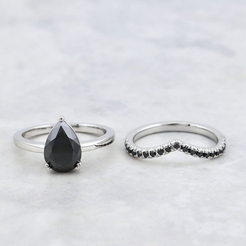 Bagues ensemble d’alliances moissanites noires