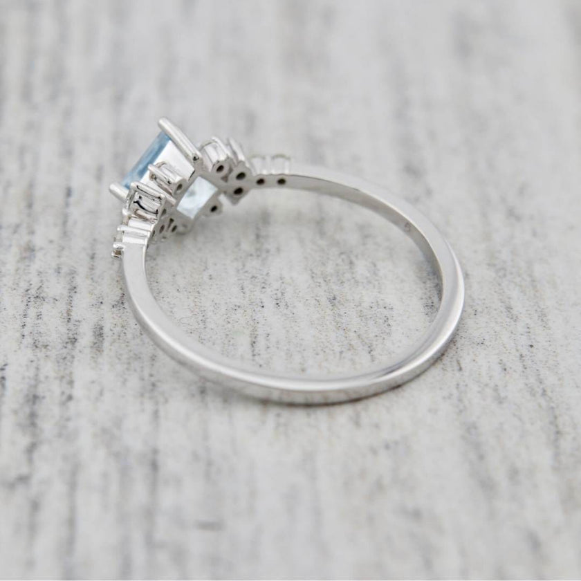 Bagues Princesse en or 14K - 18K, aigue-marine et diamants