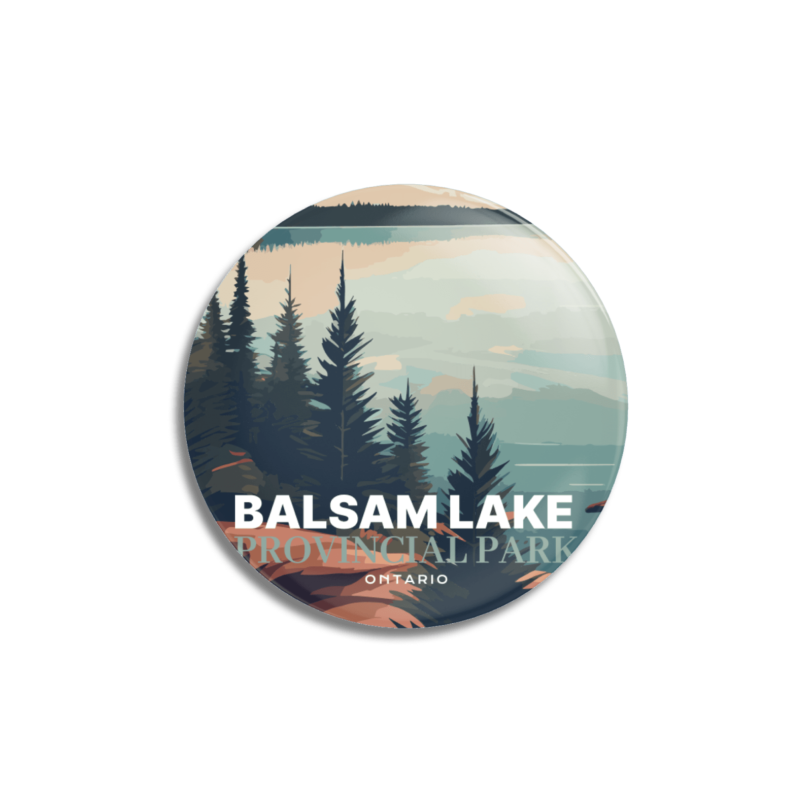 Balsam Lake Provincial Park of Ontario Pinback Button, Canada Parks