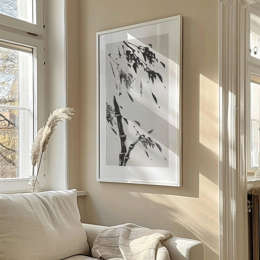 Bamboo in the Wind Giclee Print: Vintage Japanese Asian Art (Framed or Unframed)
