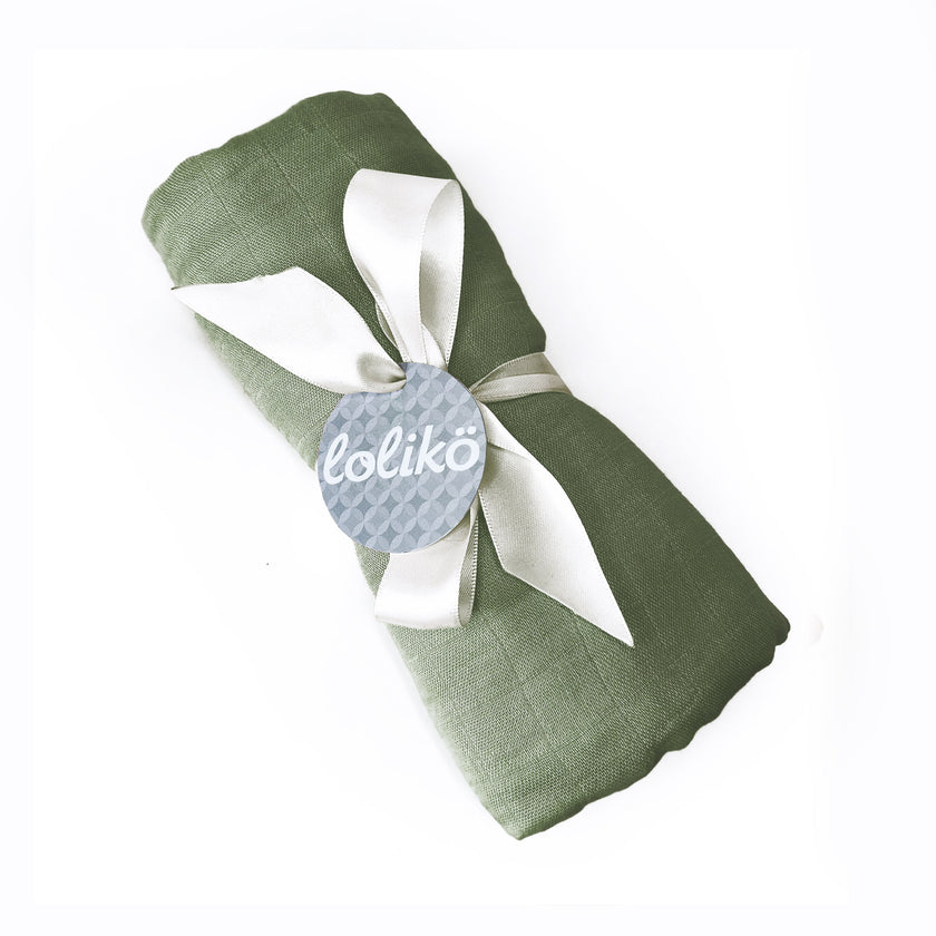 Mousseline en bambou pour bébé kaki