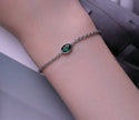 Sterling Silver Chopin Bracelet with Green Zircon – Adjustable