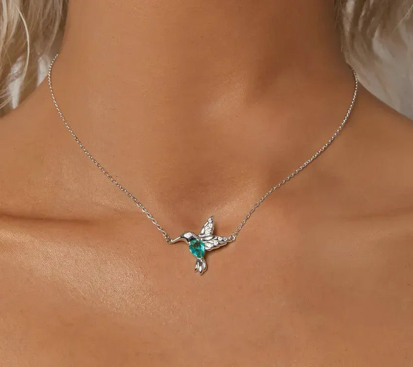 Elegant Sterling Silver Hummingbird Pendant Necklace