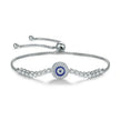 Sterling Silver Evil Eye Tennis Bracelet with CZ – Adjustable