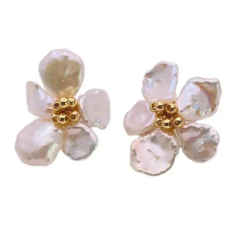 Baroque Pearl Earrings Female European And American Temperament Personality Flower Stud Earrings