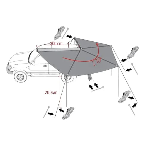 BatShade AO 270° LED Rooftop Awning | Waterproof Batwing Shade