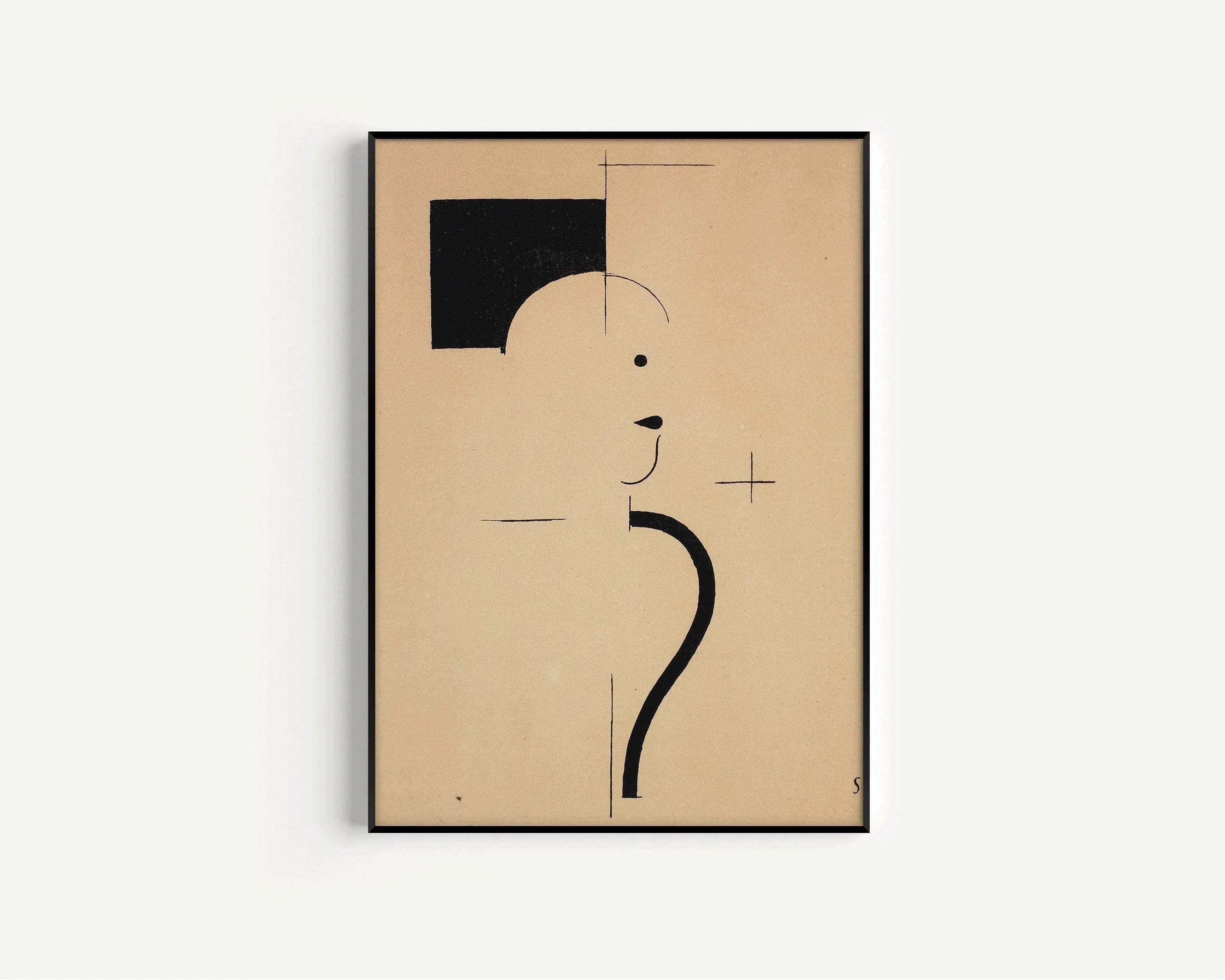 Bauhaus Art Print: Beige Black Mid-Century Modern Giclee Print
