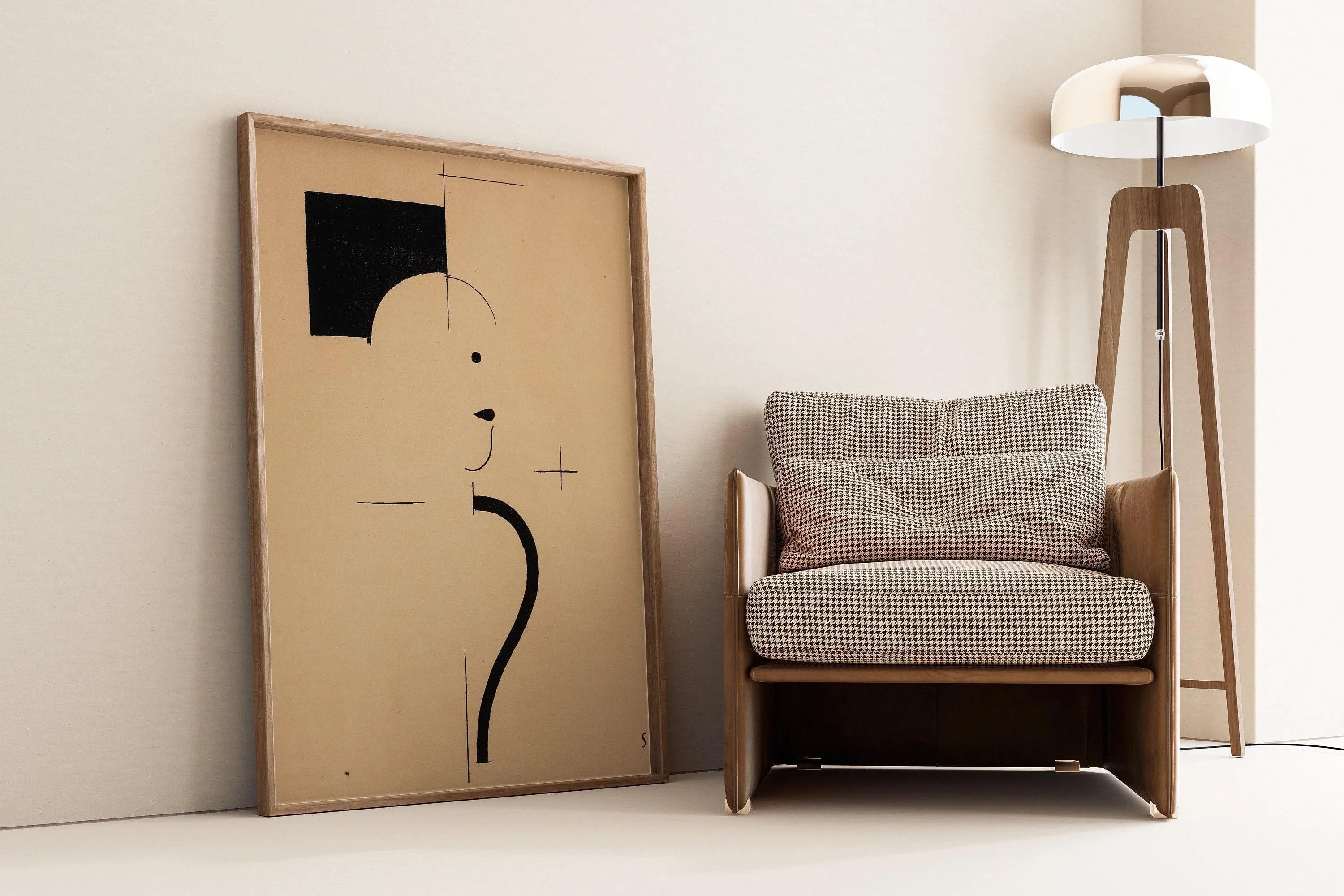 Bauhaus Art Print: Beige Black Mid-Century Modern Giclee Print