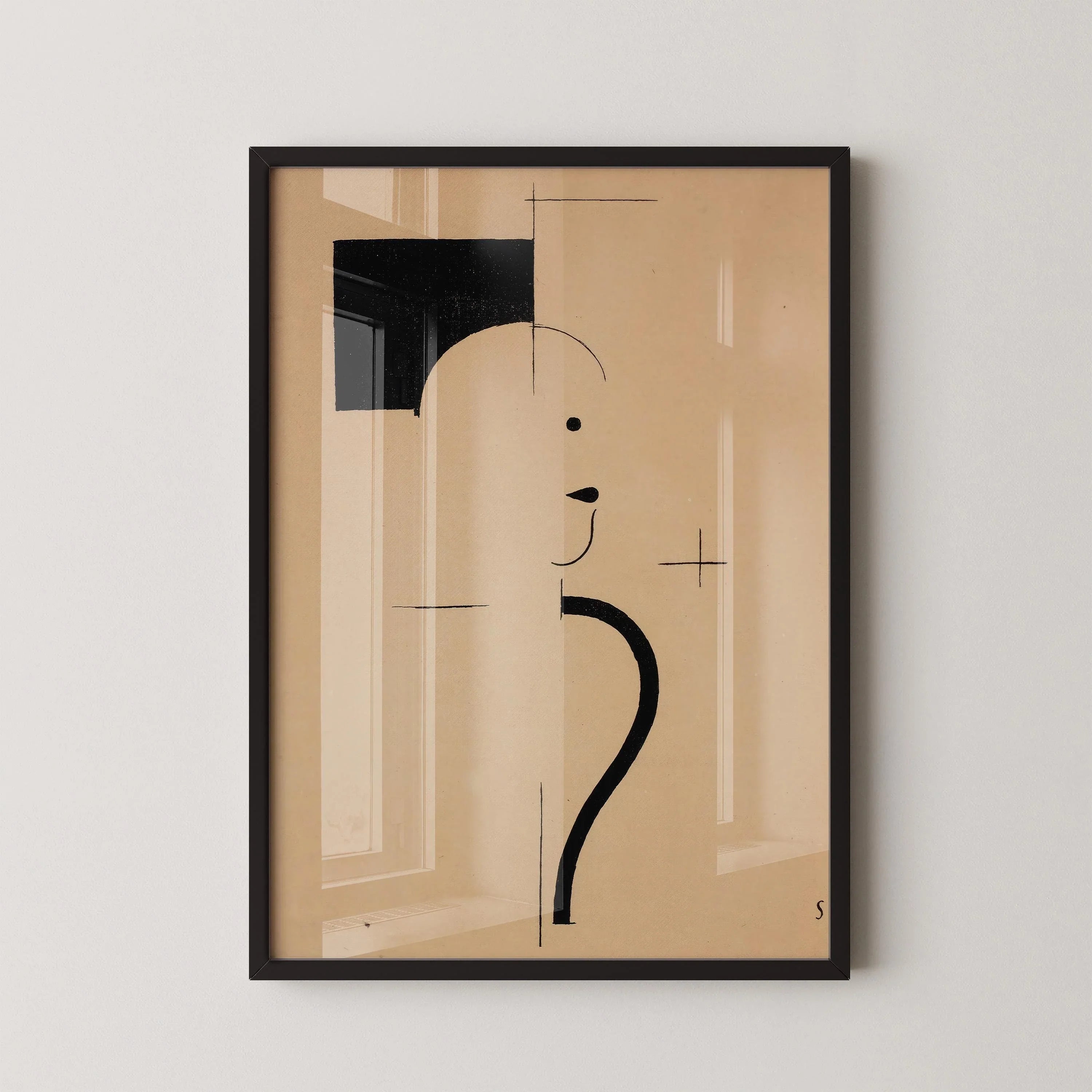 Bauhaus Art Print: Beige Black Mid-Century Modern Giclee Print