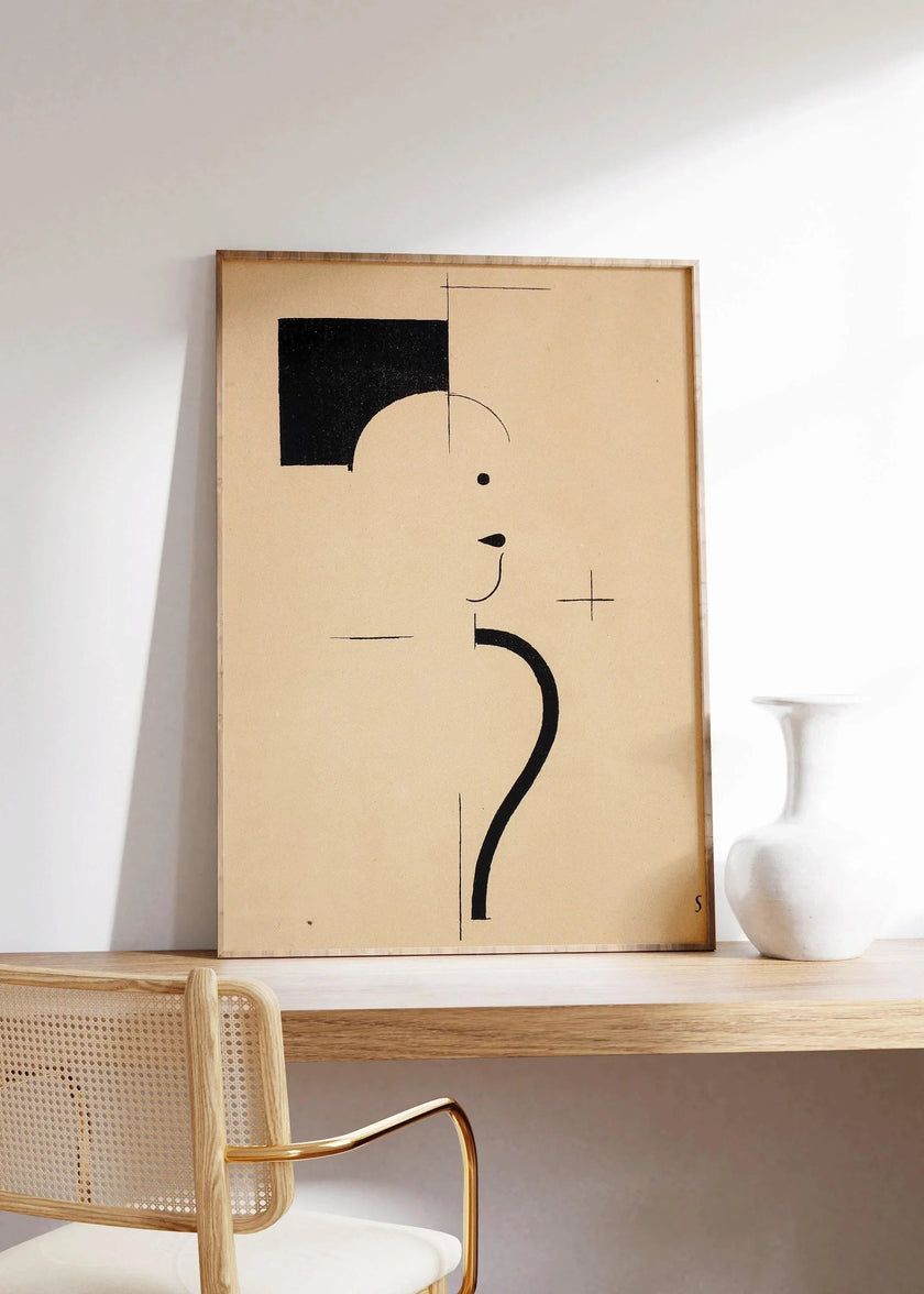 Bauhaus Art Print: Beige Black Mid-Century Modern Giclee Print
