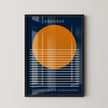 Bauhaus Art Print: Navy Blue and Orange Mid-Century Modern Giclee