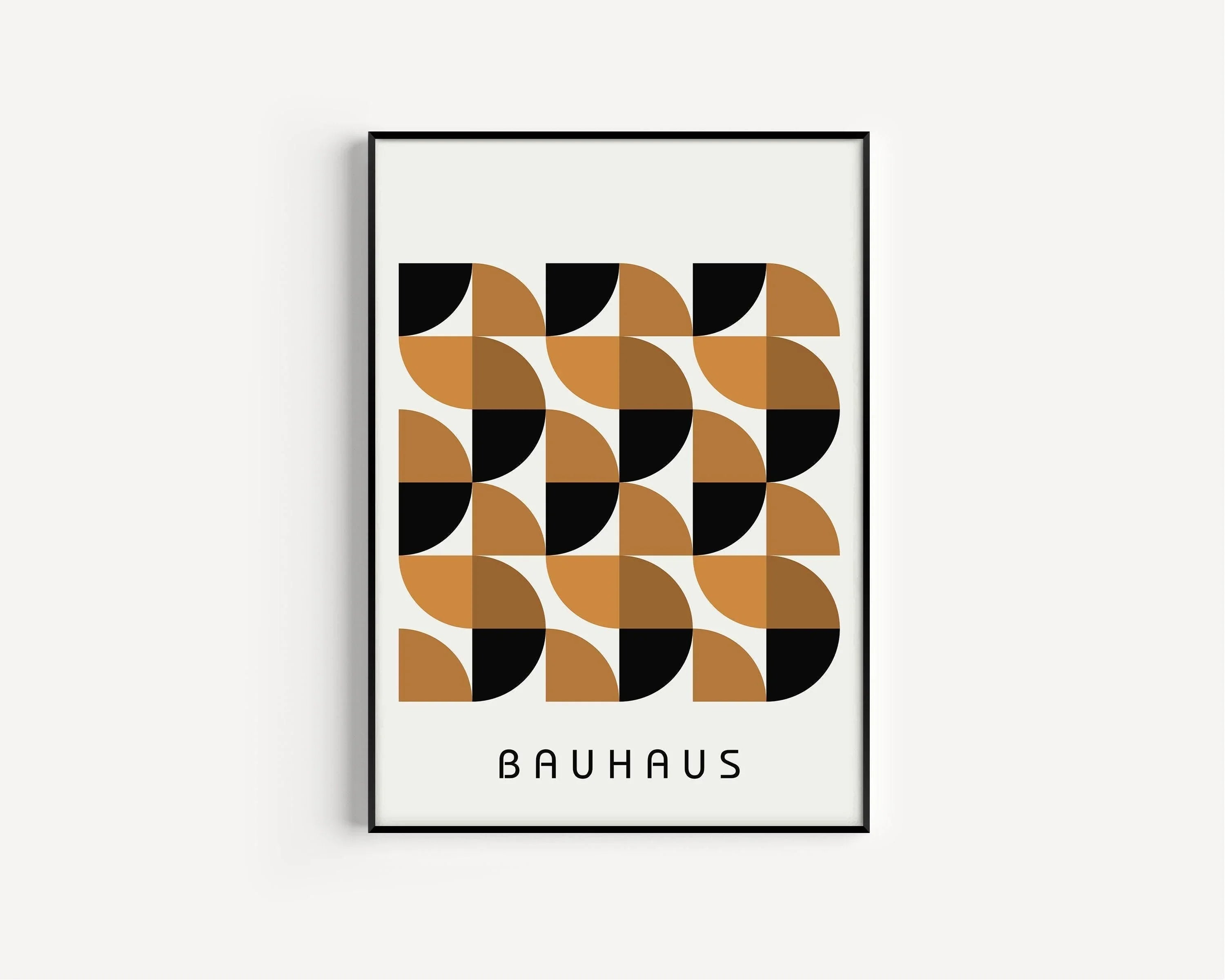 Bauhaus Art Prints: Mid-Century Modern Trio, Brown Geometric Posters