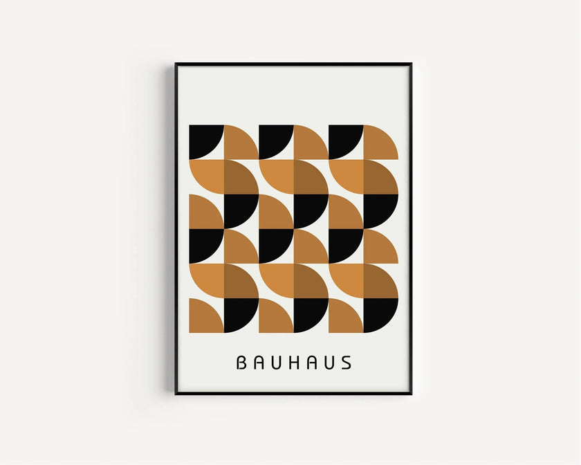 Bauhaus Art Prints: Mid-Century Modern Trio, Brown Geometric Posters