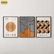 Bauhaus Art Prints: Mid-Century Modern Trio, Brown Geometric Posters