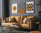 Bauhaus Art Prints: Mid-Century Modern Trio, Brown Geometric Posters