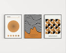 Bauhaus Art Prints: Mid-Century Modern Trio, Brown Geometric Posters