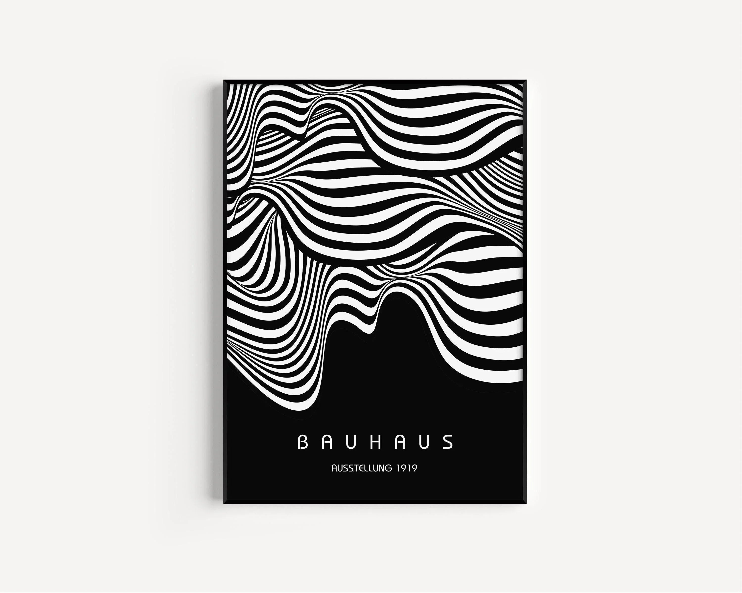 Bauhaus Ausstellung Black (Waves) PRINT | Vintage Mid-century Modern Poster (Available handframed or unframed)