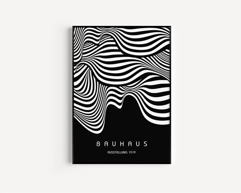 Bauhaus Ausstellung Black (Waves) PRINT | Vintage Mid-century Modern Poster (Available handframed or unframed)