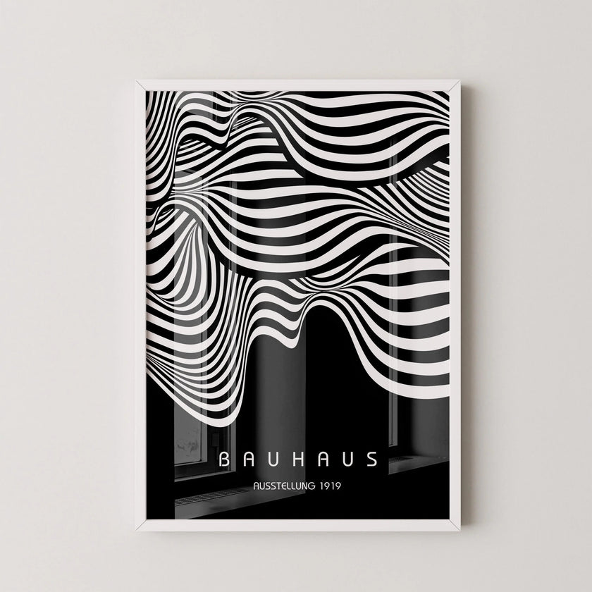Bauhaus Ausstellung Black (Waves) PRINT | Vintage Mid-century Modern Poster (Available handframed or unframed)