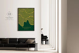 Bauhaus Ausstellung Forest Green and Gold (Waves) PRINT | Vintage Mid-century Modern Poster (Available handframed)