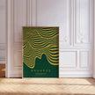 Bauhaus Ausstellung Forest Green and Gold (Waves) PRINT | Vintage Mid-century Modern Poster (Available handframed)