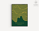 Bauhaus Ausstellung Forest Green and Gold (Waves) PRINT | Vintage Mid-century Modern Poster (Available handframed)