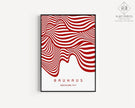 Bauhaus Ausstellung Red and White (Waves) PRINT | Vintage Mid-century Modern Poster (Available handframed or unframed)
