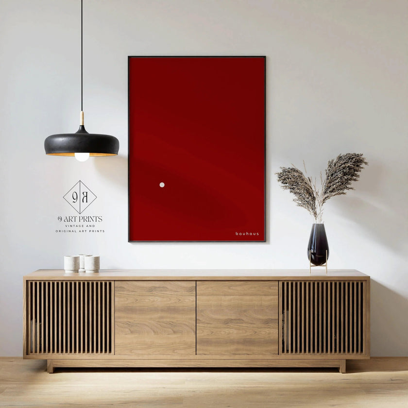 Bauhaus Der Punkt (The Dot) Giclee Print: Mid-Century Modern Red & White Art