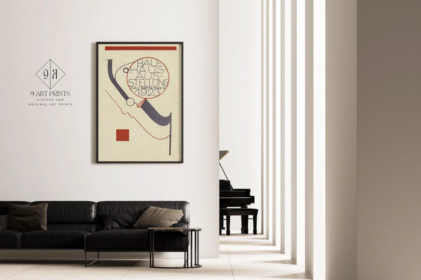 Bauhaus Poster: Beige & Black Mid-Century Modern Art Print