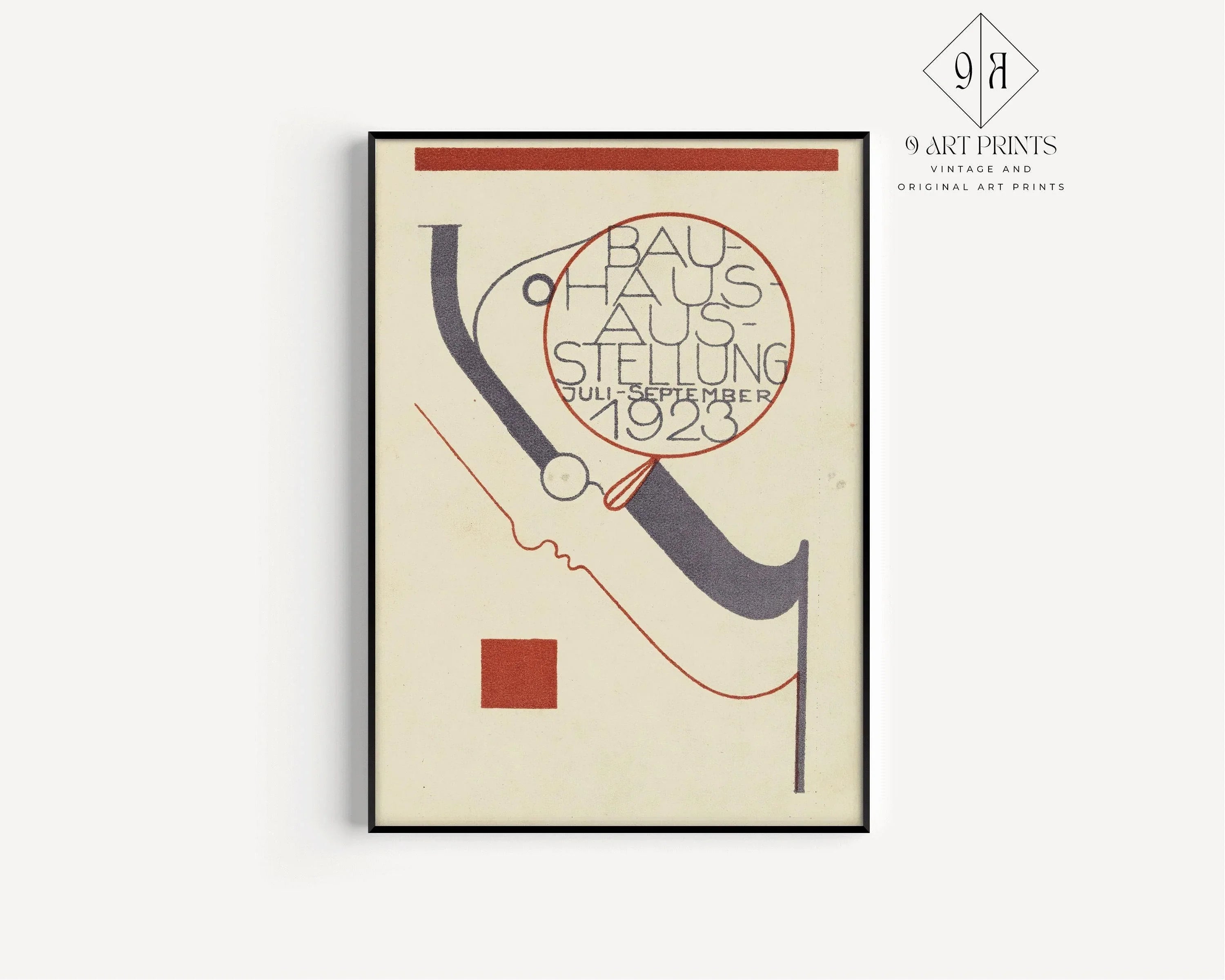 Bauhaus Poster: Beige & Black Mid-Century Modern Art Print