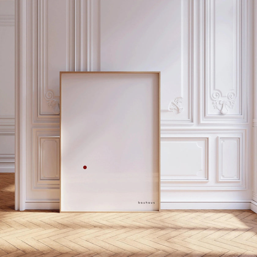 Bauhaus Poster - Der Punkt (The Dot) PRINT | Minimalist Mid-century modern art print in white and red (available framed)
